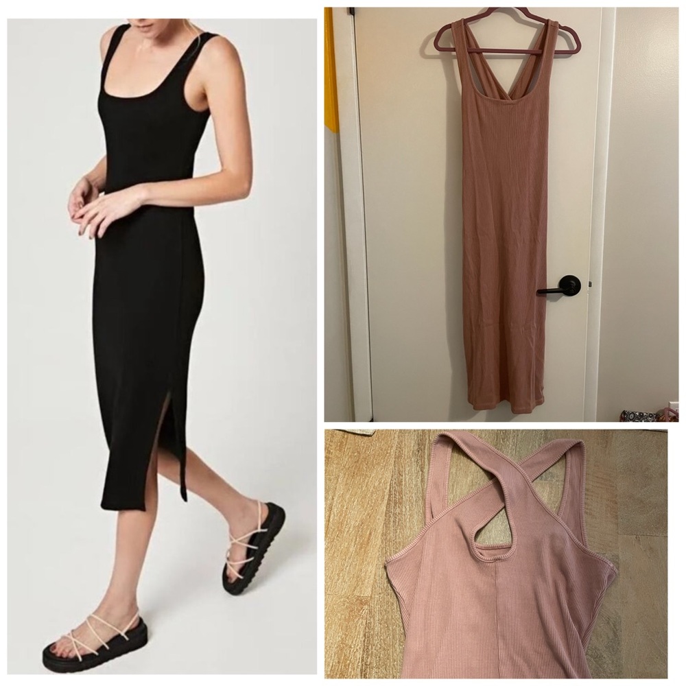 NWT REVOLVE Lanston cross back ribbed bodycon tank dress with slit